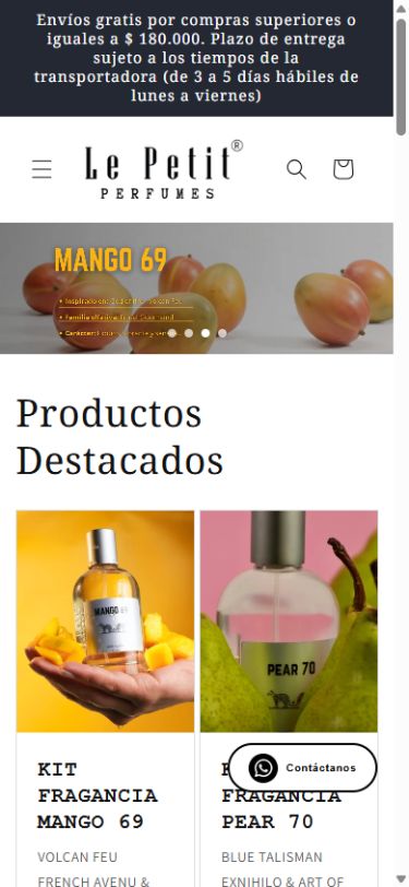 Captura real de Le Petit Perfumes en móvil