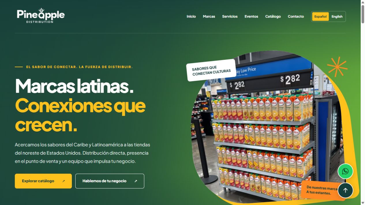 Captura real de Pineapple Distribution en escritorio